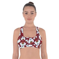 Yeti Xmas Pattern Cross Back Sports Bra by Valentinaart