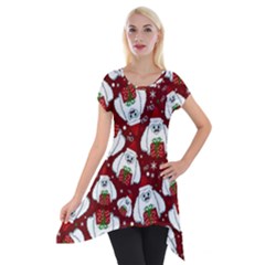 Yeti Xmas Pattern Short Sleeve Side Drop Tunic by Valentinaart