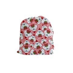 Yeti Xmas Pattern Drawstring Pouches (medium)  by Valentinaart