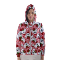 Yeti Xmas Pattern Hooded Wind Breaker (women) by Valentinaart