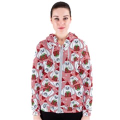 Yeti Xmas Pattern Women s Zipper Hoodie by Valentinaart