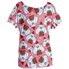 Yeti Xmas Pattern Women s Oversized Tee