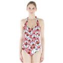 Yeti Xmas pattern Halter Swimsuit View1