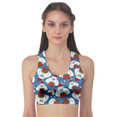 Yeti Xmas Pattern Sports Bra by Valentinaart