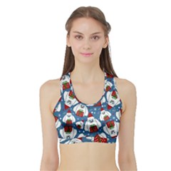 Yeti Xmas Pattern Sports Bra With Border by Valentinaart