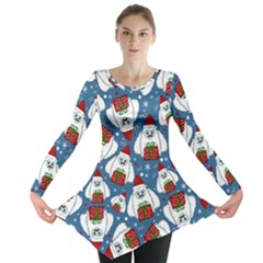 Yeti Xmas Pattern Long Sleeve Tunic  by Valentinaart