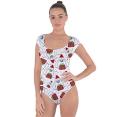 Yeti Xmas Pattern Short Sleeve Leotard  by Valentinaart