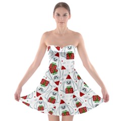 Yeti Xmas Pattern Strapless Bra Top Dress by Valentinaart