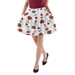 Yeti Xmas Pattern A-line Pocket Skirt by Valentinaart