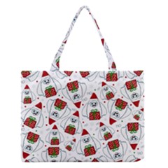 Yeti Xmas Pattern Zipper Medium Tote Bag by Valentinaart