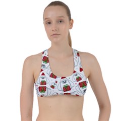 Yeti Xmas Pattern Criss Cross Racerback Sports Bra by Valentinaart