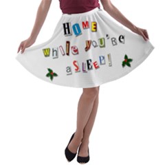 Santa s Note A-line Skater Skirt by Valentinaart