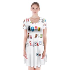 Santa s Note Short Sleeve V-neck Flare Dress by Valentinaart