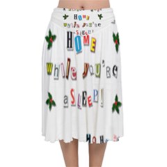 Santa s Note Velvet Flared Midi Skirt by Valentinaart