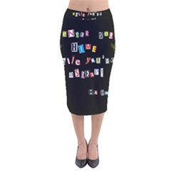 Santa s Note Velvet Midi Pencil Skirt by Valentinaart