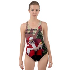 Karl Marx Santa  Cut-out Back One Piece Swimsuit