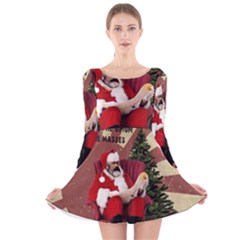 Karl Marx Santa  Long Sleeve Velvet Skater Dress by Valentinaart