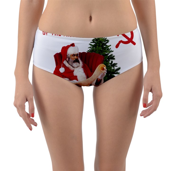 Karl Marx Santa  Reversible Mid-Waist Bikini Bottoms