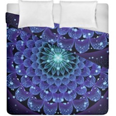 Accordant Electric Blue Fractal Flower Mandala Duvet Cover Double Side (king Size) by jayaprime