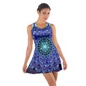 Accordant Electric Blue Fractal Flower Mandala Cotton Racerback Dress View1