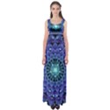 Accordant Electric Blue Fractal Flower Mandala Empire Waist Maxi Dress View1