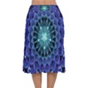 Accordant Electric Blue Fractal Flower Mandala Velvet Flared Midi Skirt View2