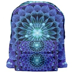 Accordant Electric Blue Fractal Flower Mandala Giant Full Print Backpack by jayaprime