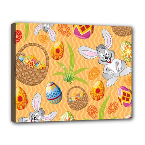 Easter Bunny And Egg Basket Canvas 14  X 11  by allthingseveryone