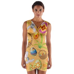 Easter Bunny And Egg Basket Wrap Front Bodycon Dress by allthingseveryone