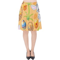 Easter Bunny And Egg Basket Velvet High Waist Skirt