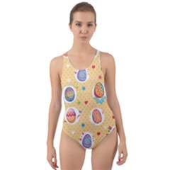 Fun Easter Eggs Cut-out Back One Piece Swimsuit