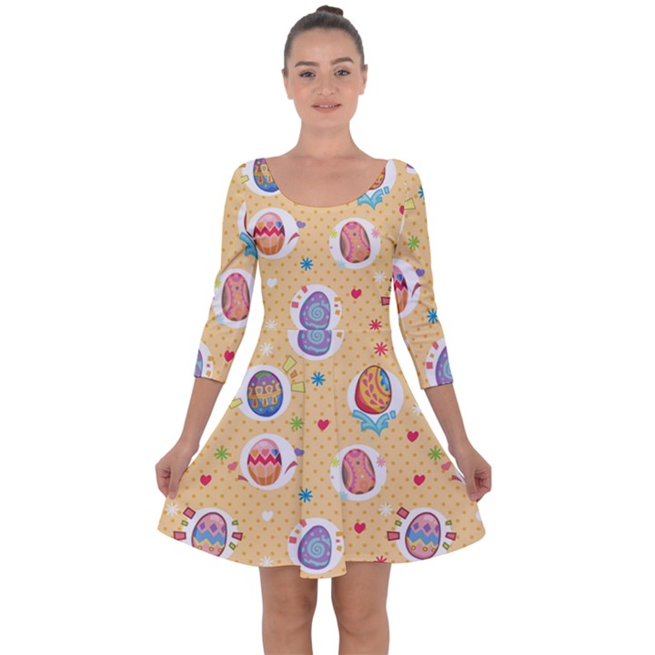 Fun Easter Eggs Quarter Sleeve Skater Dress