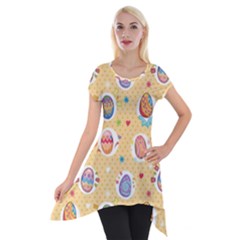 Fun Easter Eggs Short Sleeve Side Drop Tunic by allthingseveryone