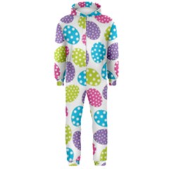 Polka Dot Easter Eggs Hooded Jumpsuit (men)  by allthingseveryone