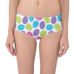 Polka Dot Easter Eggs Mid-waist Bikini Bottoms by allthingseveryone