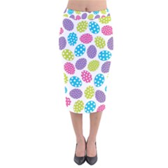 Polka Dot Easter Eggs Velvet Midi Pencil Skirt by allthingseveryone