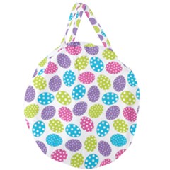 Polka Dot Easter Eggs Giant Round Zipper Tote by allthingseveryone