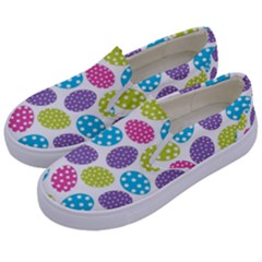 Polka Dot Easter Eggs Kids  Canvas Slip Ons by allthingseveryone