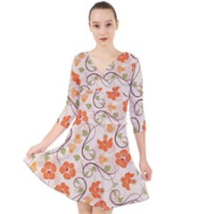 Honeysuckle Delight Quarter Sleeve Front Wrap Dress	