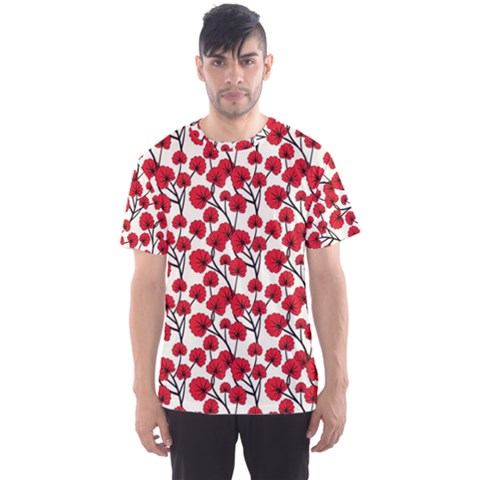 Red Flowers Men s Sports Mesh Tee by allthingseveryone