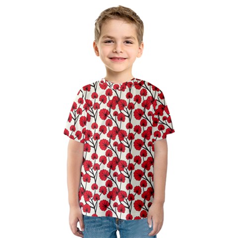 Red Flowers Kids  Sport Mesh Tee by allthingseveryone