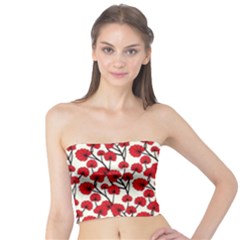 Red Flowers Tube Top by allthingseveryone