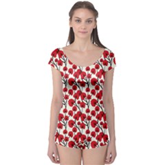 Red Flowers Boyleg Leotard  by allthingseveryone