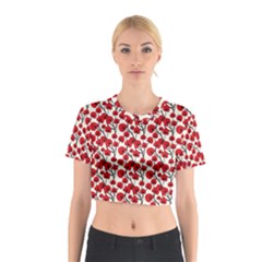 Red Flowers Cotton Crop Top by allthingseveryone