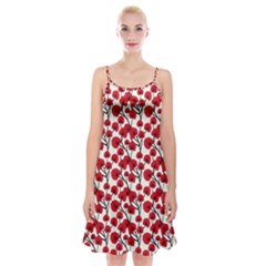 Red Flowers Spaghetti Strap Velvet Dress by allthingseveryone