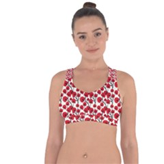 Red Flowers Cross String Back Sports Bra by allthingseveryone