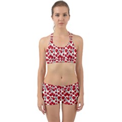 Red Flowers Back Web Sports Bra Set by allthingseveryone