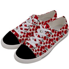 Red Flowers Women s Low Top Canvas Sneakers