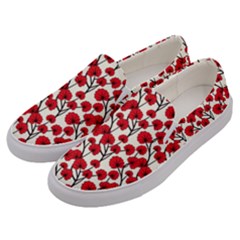 Red Flowers Men s Canvas Slip Ons by allthingseveryone