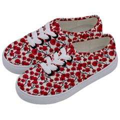 Red Flowers Kids  Classic Low Top Sneakers by allthingseveryone